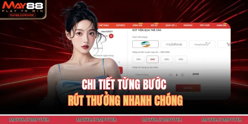 Chi tiết từng bước rút thưởng nhanh chóng